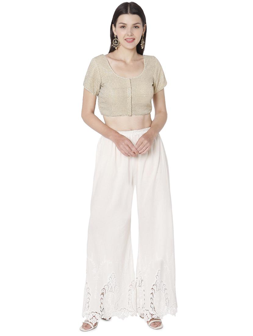 gold georgette embroidered blouse - 18020784 - Zoom Image - 4