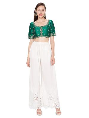 green raw silk embroidered blouse - 18020786 - Standard Image - 4