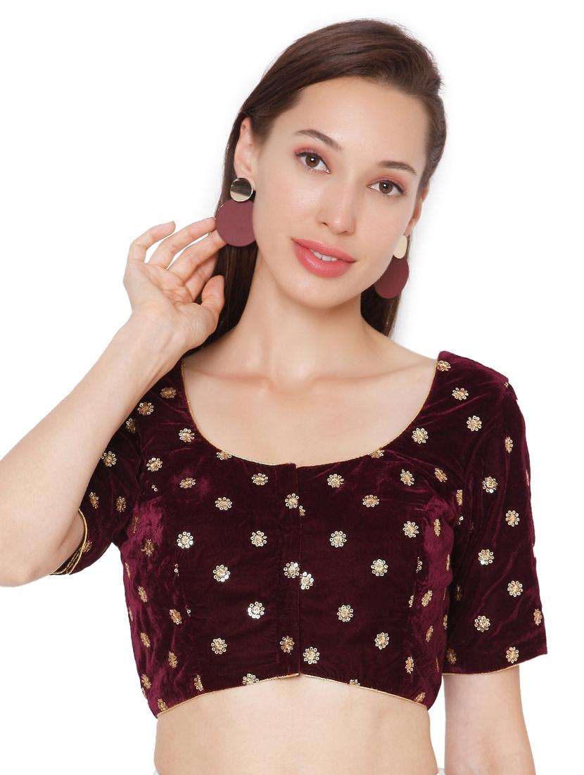 red velvet embroidered blouse - 18020794 - Zoom Image - 1