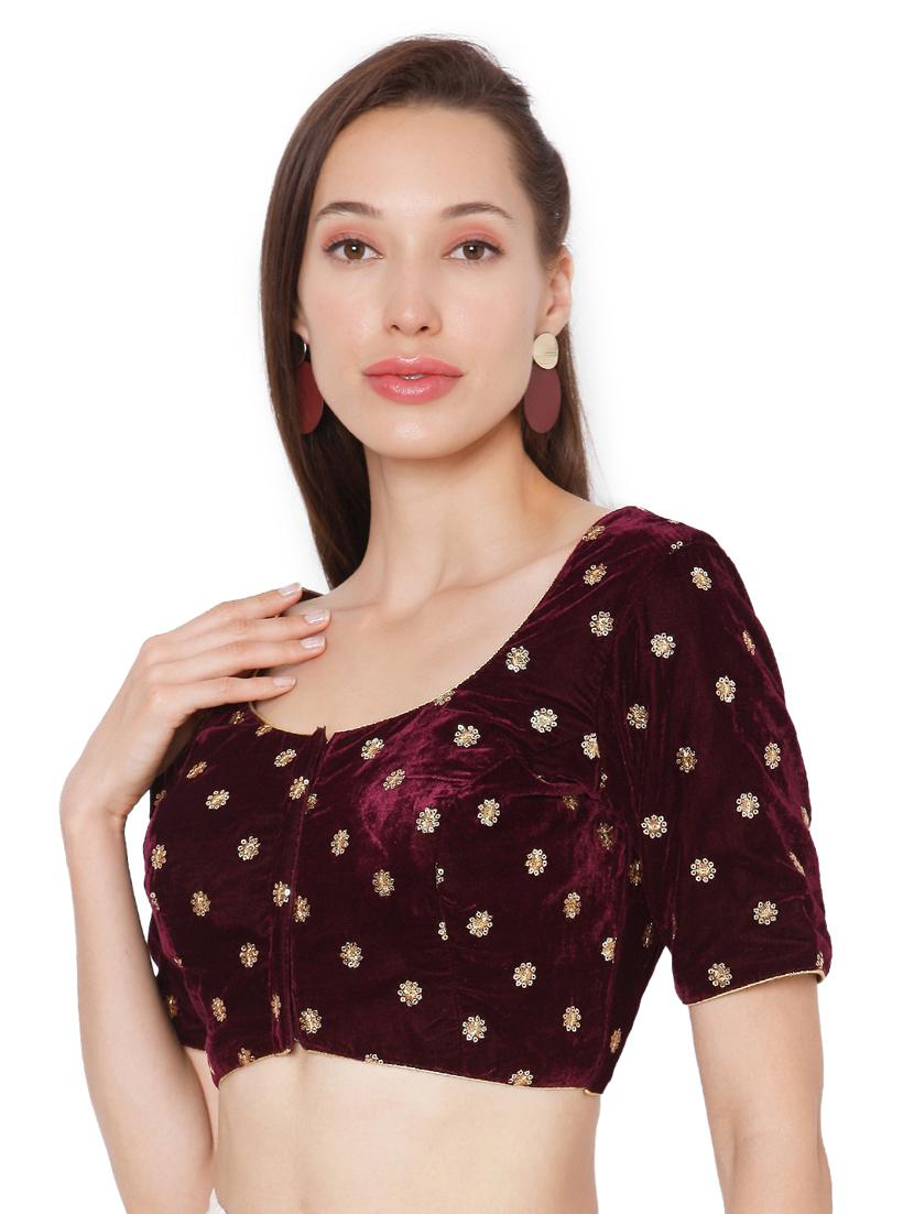 red velvet embroidered blouse - 18020794 - Zoom Image - 2