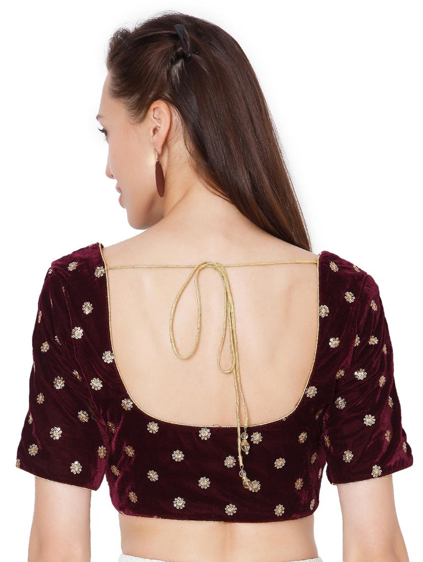 red velvet embroidered blouse - 18020794 - Zoom Image - 3