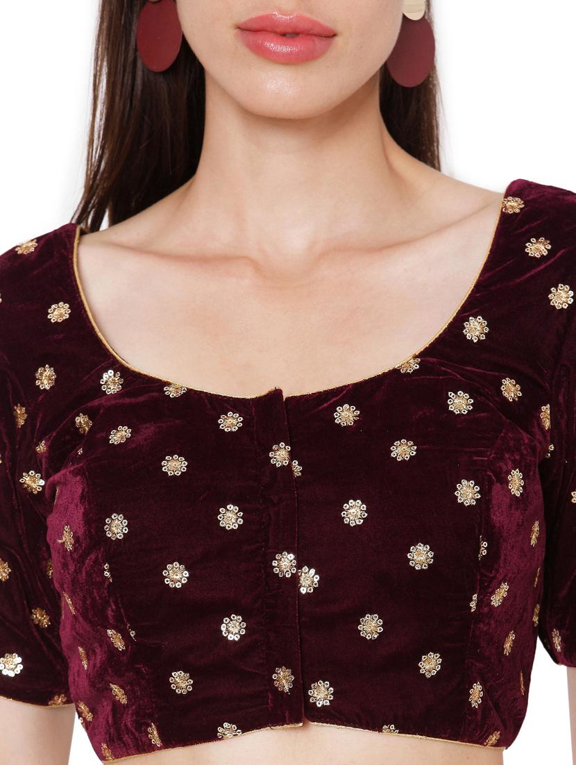 red velvet embroidered blouse - 18020794 - Zoom Image - 5