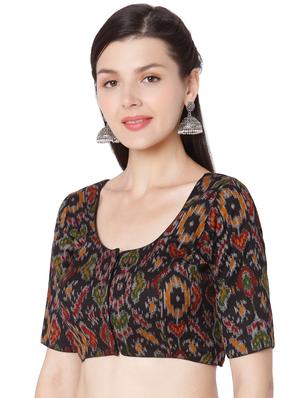 black cotton printed blouse - 18020802 - Standard Image - 2