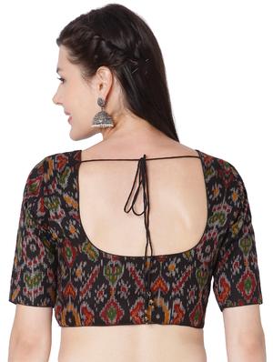 black cotton printed blouse - 18020802 - Standard Image - 3