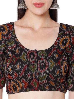 black cotton printed blouse - 18020802 - Standard Image - 5