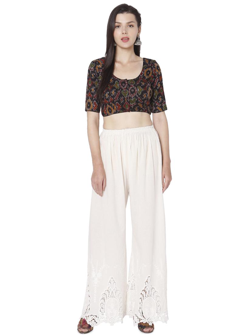 black cotton printed blouse - 18020802 - Zoom Image - 4