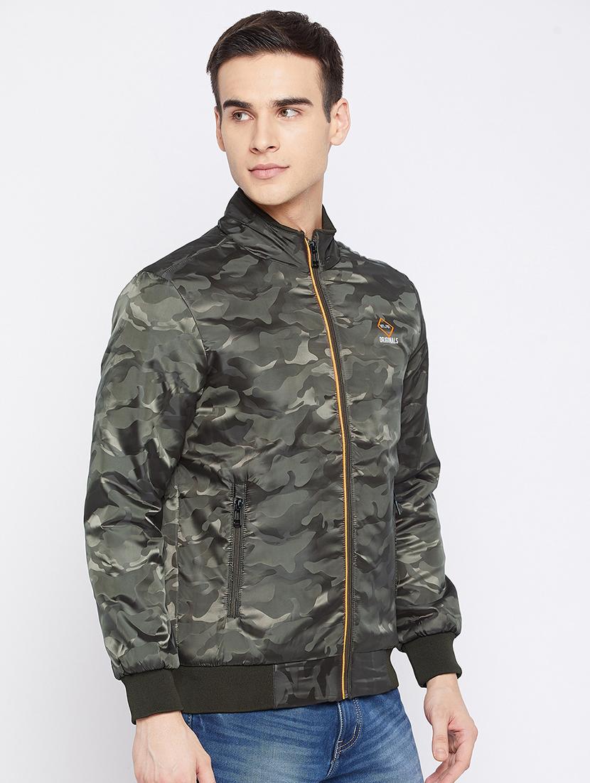 olive green camouflage casual jacket - 18021100 - Zoom Image - 2