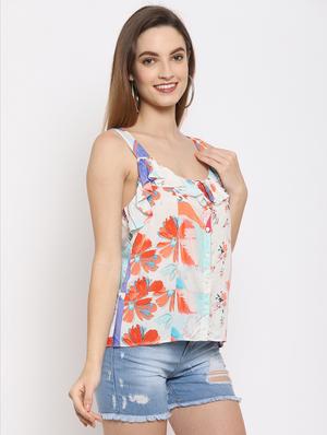 frill detail printed top - 18021374 - Standard Image - 2