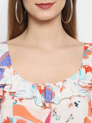 frill detail printed top - 18021374 - Standard Image - 5