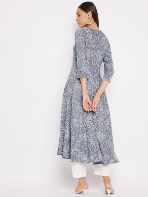 printed flared kurta - 18021455 - Standard Image - 3