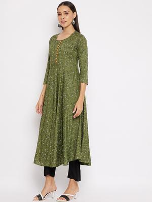 floral flared kurta - 18021457 - Standard Image - 2