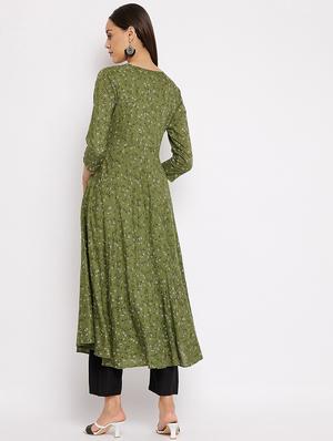 floral flared kurta - 18021457 - Standard Image - 3
