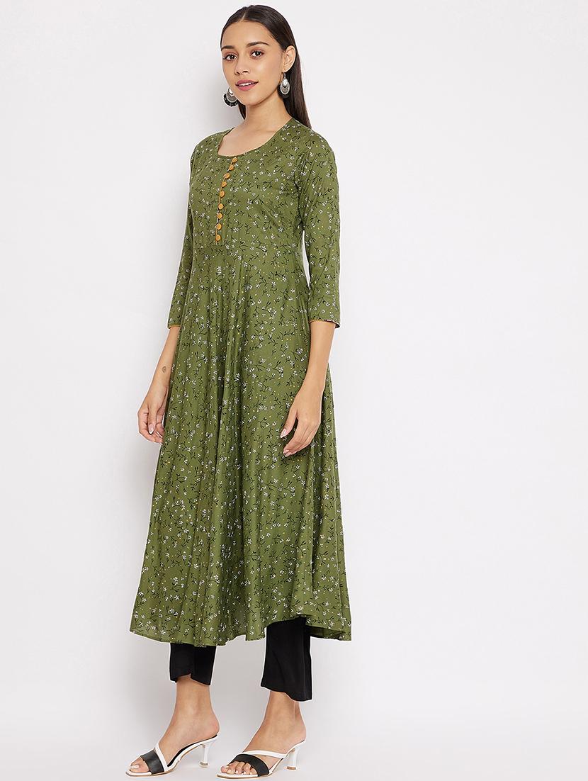 floral flared kurta - 18021457 - Zoom Image - 2