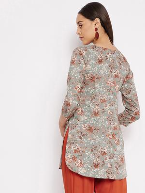 grey rayon straight kurti - 18021463 - Standard Image - 3