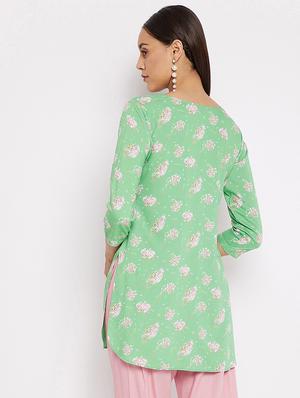green rayon straight kurti - 18021464 - Standard Image - 3