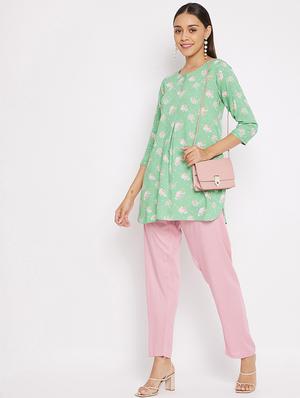 green rayon straight kurti - 18021464 - Standard Image - 4