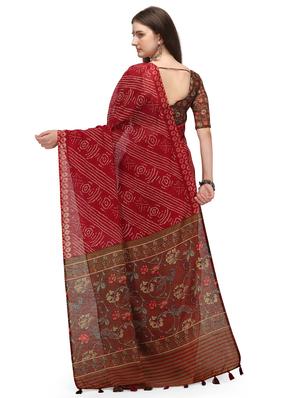 bandhani printed saree with blouse - 18021773 - Standard Image - 2