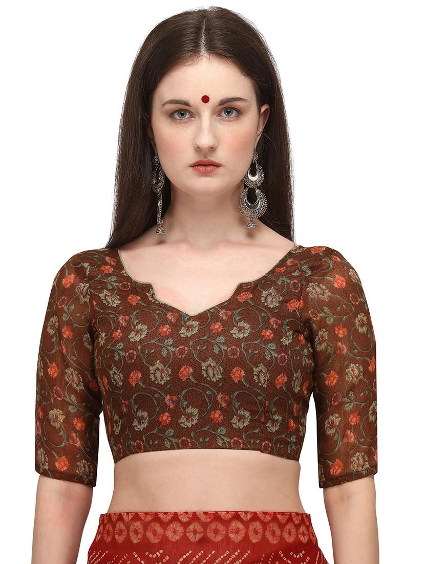 bandhani printed saree with blouse - 18021773 - Zoom Image - 3