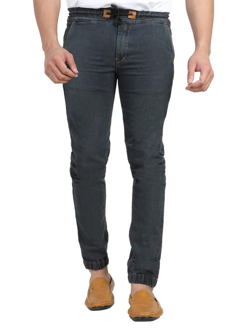grey cotton blend plain jeans - 18021828 - Standard Image - 1