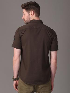 olive green solid casual shirt - 18021913 - Standard Image - 3