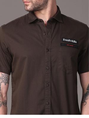 olive green solid casual shirt - 18021913 - Standard Image - 5