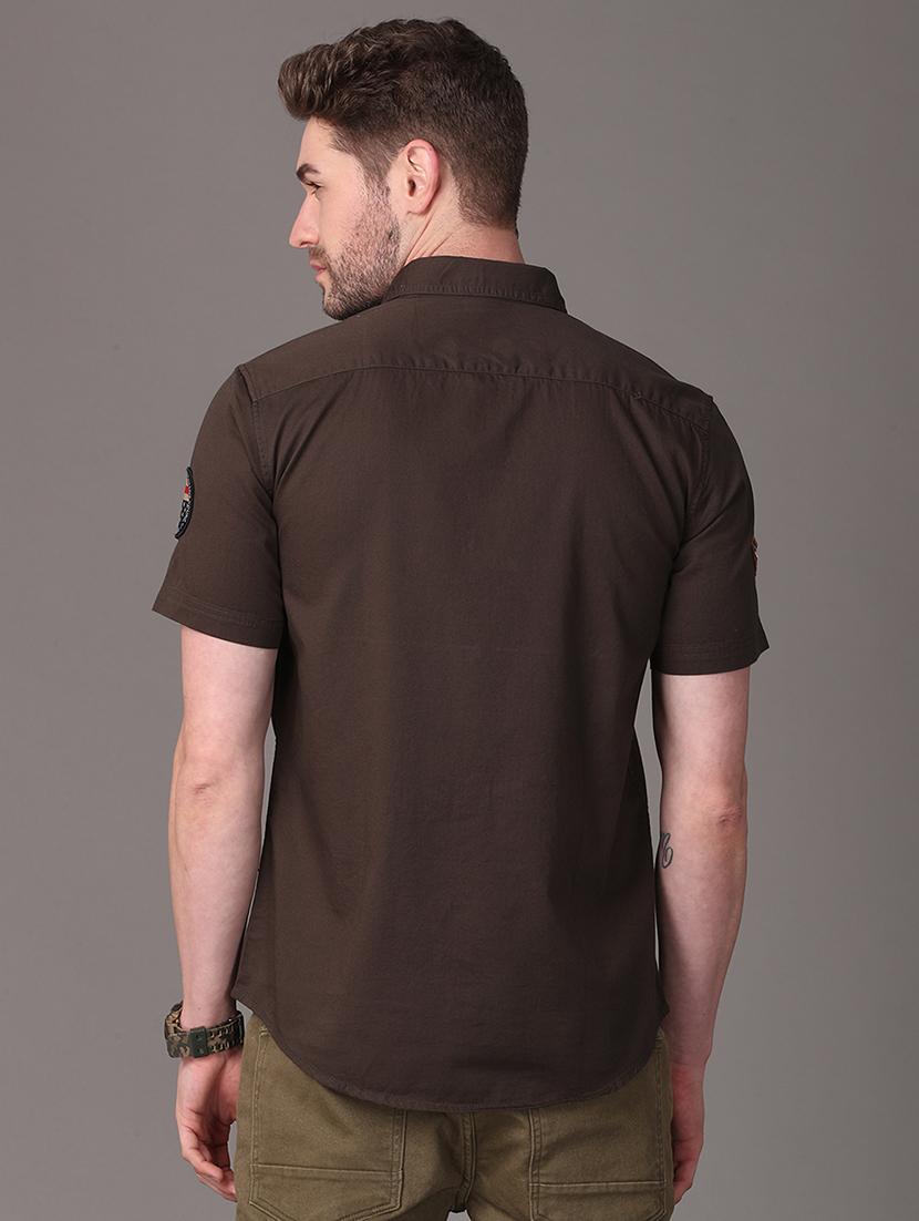 olive green solid casual shirt - 18021913 - Zoom Image - 3