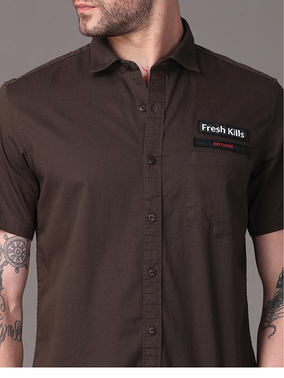 olive green solid casual shirt - 18021913 - Zoom Image - 5