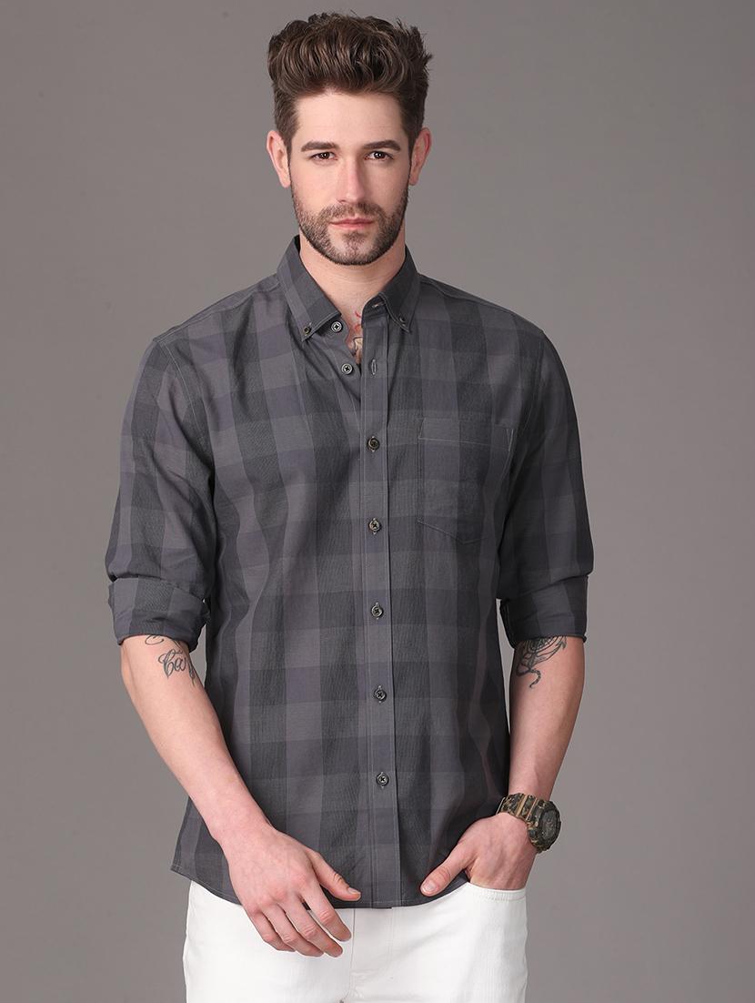 grey checkered casual shirt - 18021938 - Zoom Image - 1
