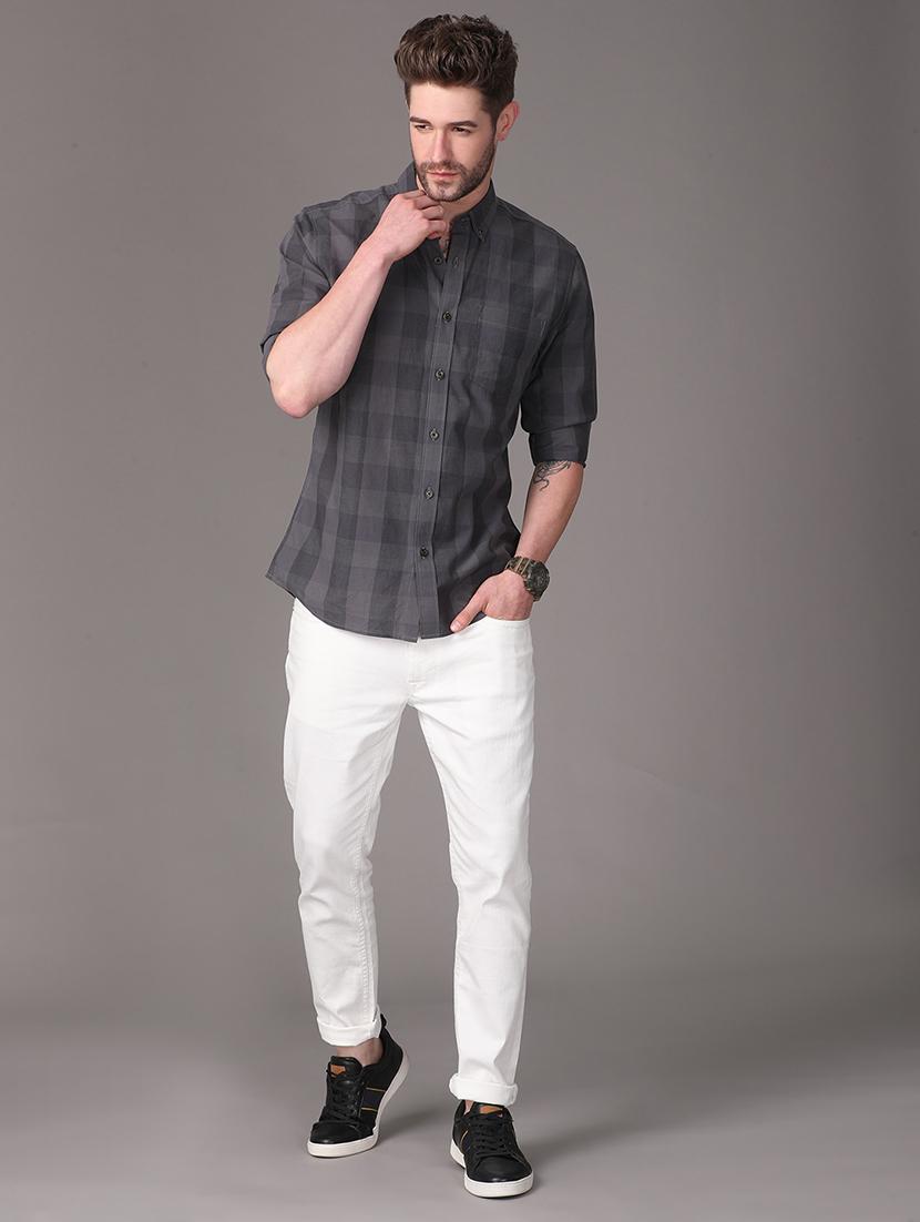 grey checkered casual shirt - 18021938 - Zoom Image - 4
