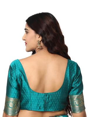 jacquard work kanjivaram saree with blouse - 18021996 - Standard Image - 4