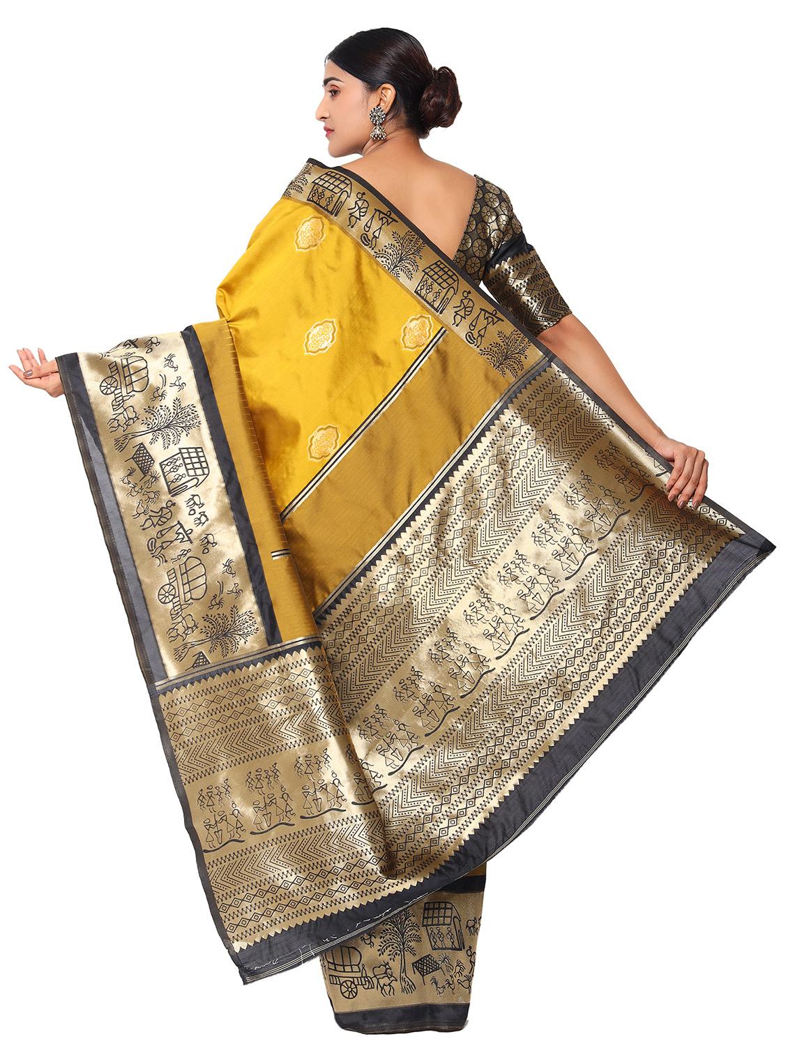 jacquard work kanjivaram saree with blouse - 18022051 - Zoom Image - 2