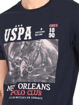 navy blue front print t-shirt - 18022225 - Standard Image - 5