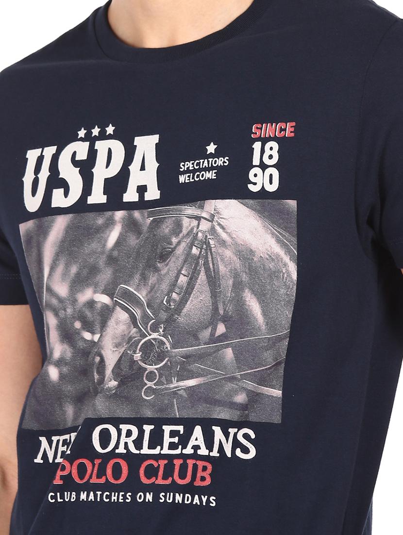 navy blue front print t-shirt - 18022225 - Zoom Image - 5