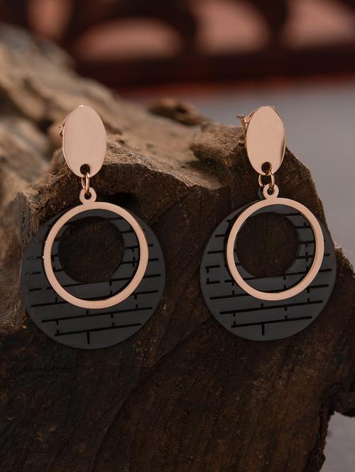 self design black drop earring - 18022448 - Very Small Image - 1