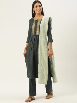 self design unstitched suit set - 18022475 - Standard Image - 4
