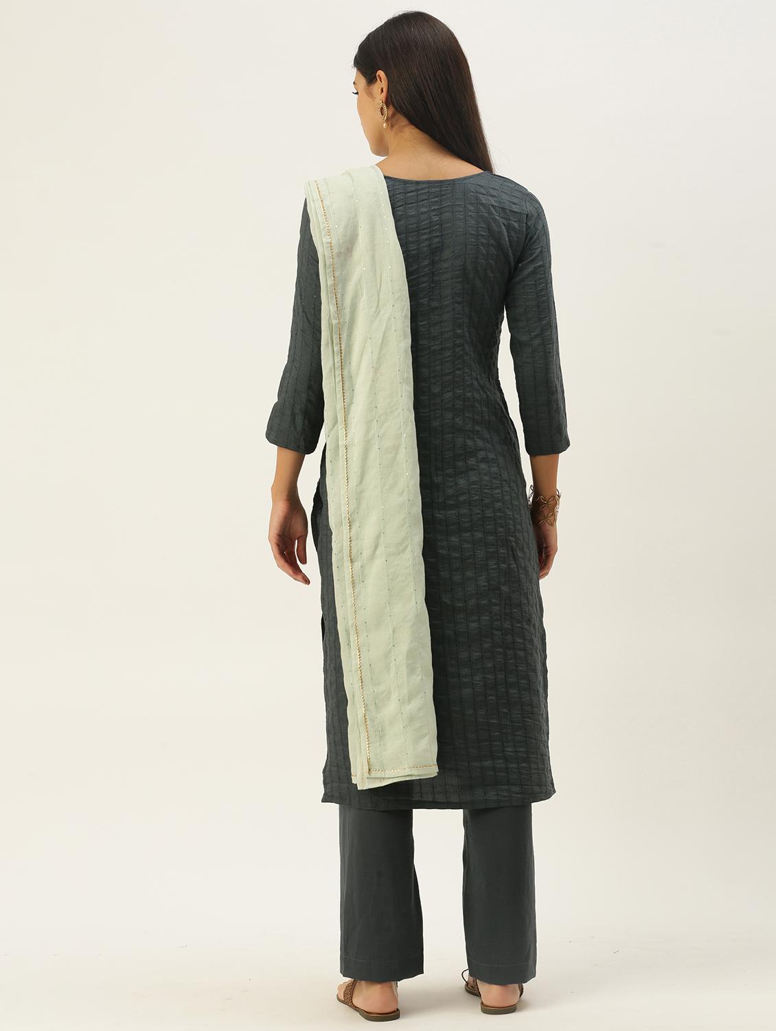 self design unstitched suit set - 18022475 - Zoom Image - 3