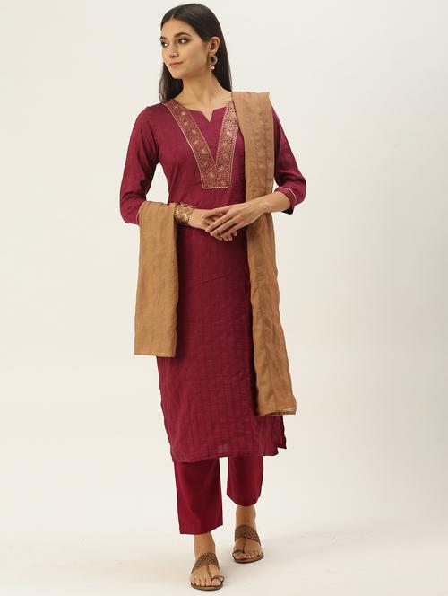 self design unstitched suit set - 18022476 - Standard Image - 1