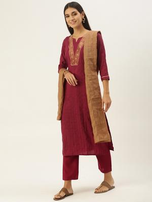 self design unstitched suit set - 18022476 - Standard Image - 3