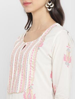 cream cotton kurta palazzo set - 18022627 - Standard Image - 5