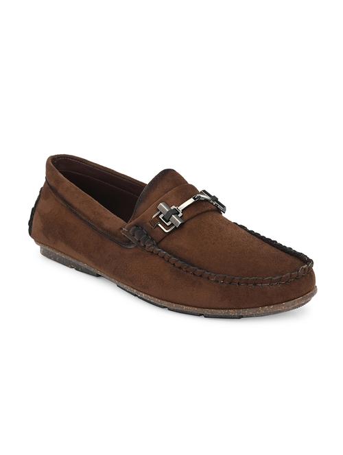 brown synthetic slip on loafers - 18023039 - Standard Image - 1