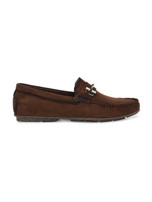 brown synthetic slip on loafers - 18023039 - Standard Image - 2