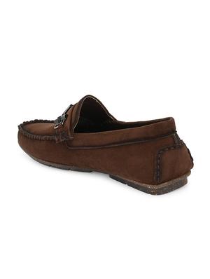brown synthetic slip on loafers - 18023039 - Standard Image - 3