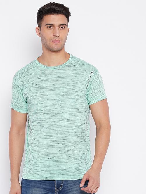 green self design round neck t-shirt - 18023248 - Very Small Image - 1