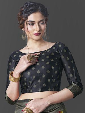 jacquard work banarasi saree with blouse - 18023453 - Standard Image - 3