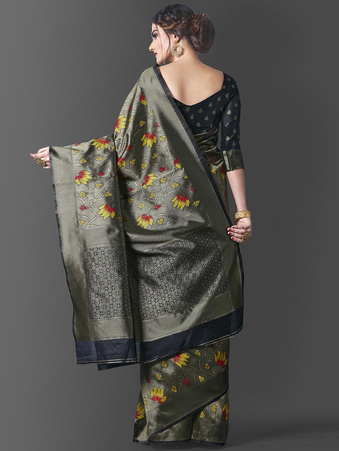 jacquard work banarasi saree with blouse - 18023453 - Zoom Image - 2