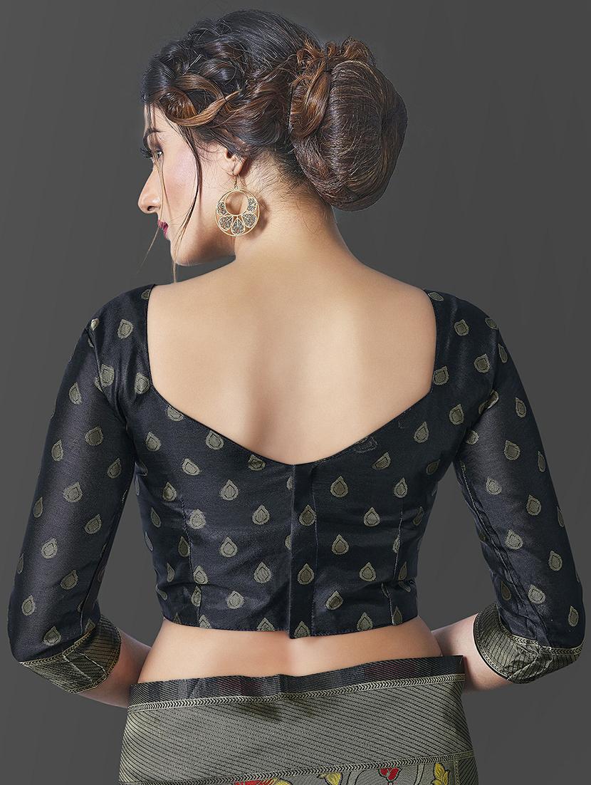 jacquard work banarasi saree with blouse - 18023453 - Zoom Image - 4