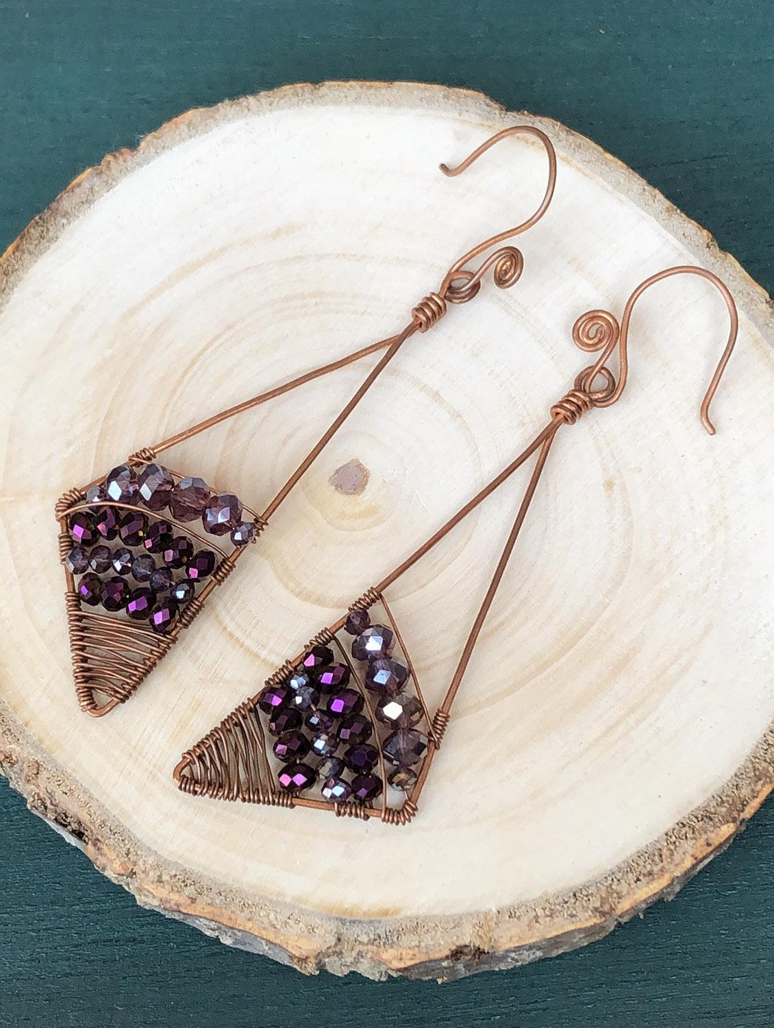 purple copper drop earring - 18023492 - Zoom Image - 1