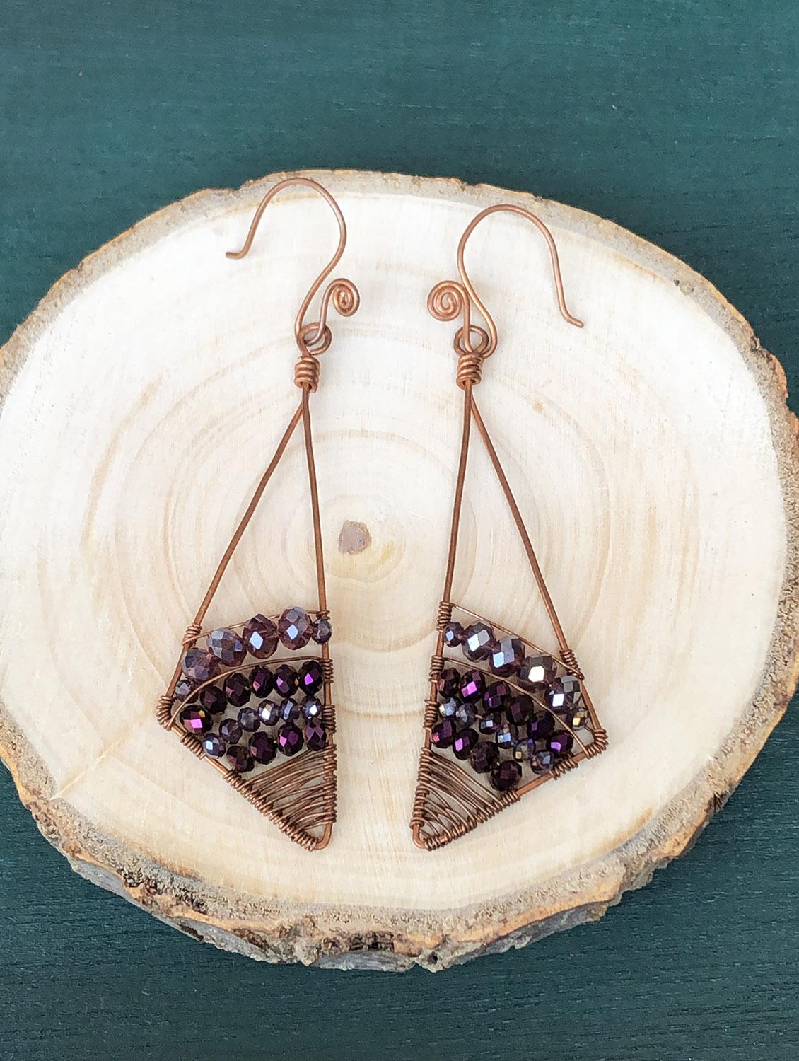purple copper drop earring - 18023492 - Zoom Image - 2