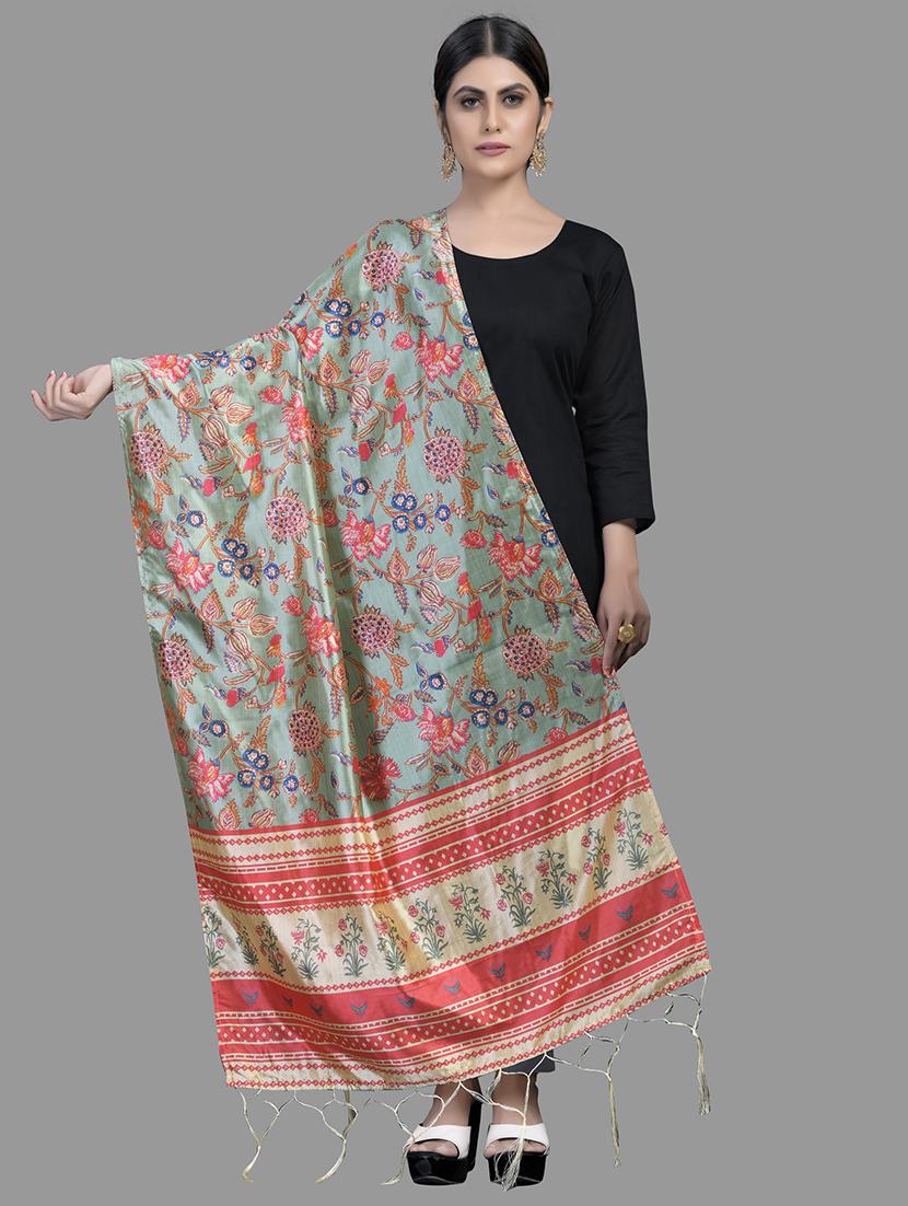 multi colored silk printed dupatta - 18024150 - Zoom Image - 1