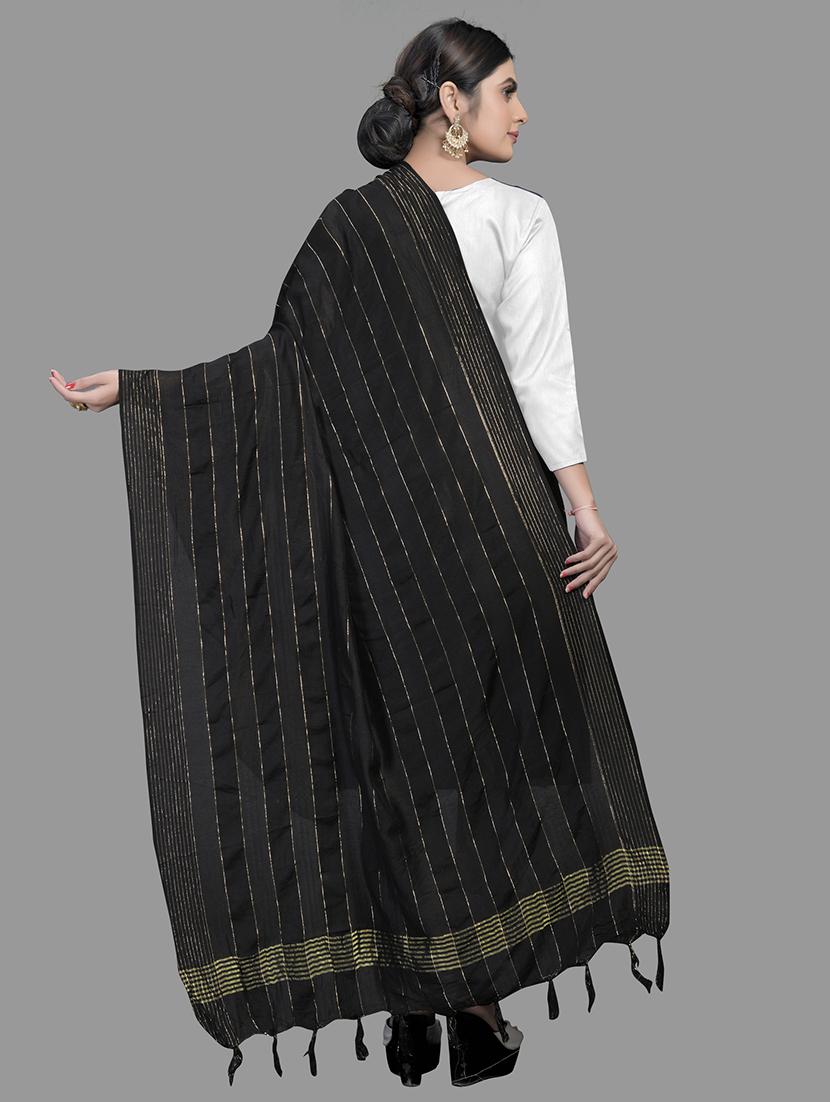 black silk printed dupatta - 18024153 - Zoom Image - 2